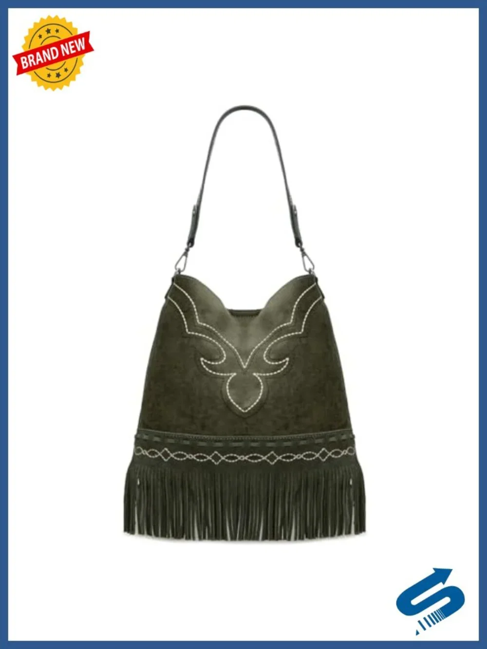 Faux Leather Fringe Suede Hobo Bag Shoulder Bag